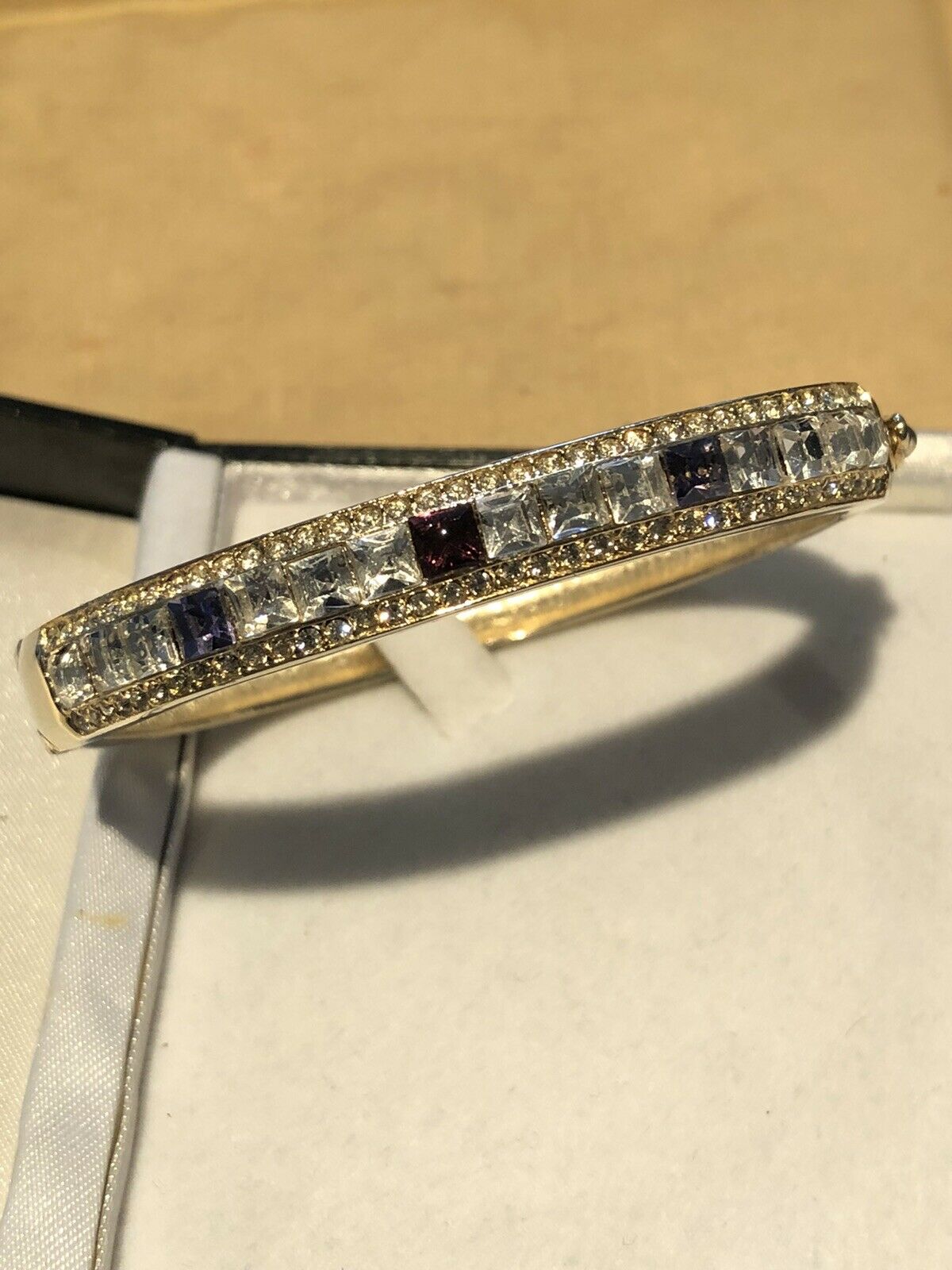 Kenneth J Lane Gold Tone Diamanté Hinged Bracelet