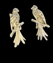Vintage Silver Tone Marcasite Parrot Clip On Earrings