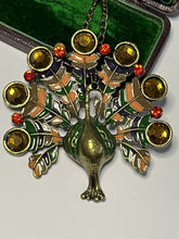 Vintage Multicoloured Enamel Diamanté Statement Peacock Necklace
