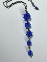 Vintage Silver Tone Blue Beaded Drops Necklace