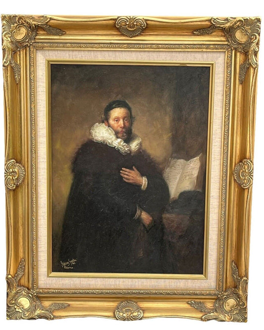 Portrait Of Don Gianni Cononico, Head Of Catholic Church, Palermo. Oil On Board.