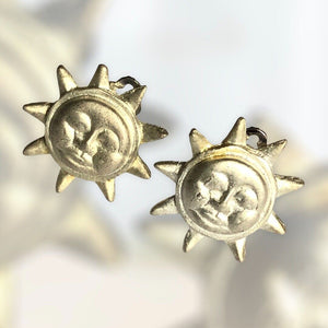 Vintage Silver Tone Sun Clip On Earrings