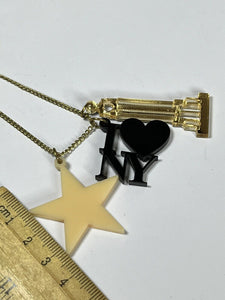 Vintage Acrylic New York Star Pendant Necklace