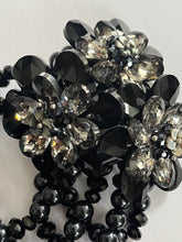 Butler And Wilson Gunmetal Black Flowers Beaded Statement Bracelet