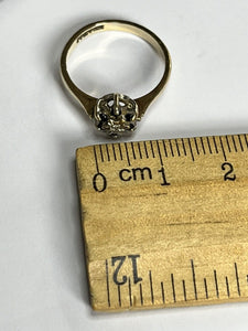 Vintage 9ct Gold Diamond Sapphire Snowflake Ring Size K