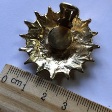 Vintage Sunburst Diamanté Gold Tone Leather Bracelet Clip On Earring Set