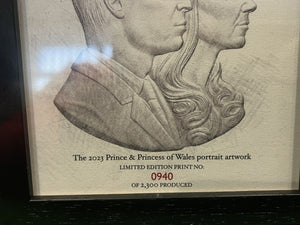 2023 Prince & Princess Of Wales Portrait Artwork, Limited Edition Print In Frame