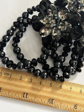 Butler And Wilson Gunmetal Black Flowers Beaded Statement Bracelet