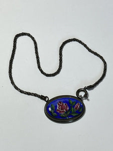 Vintage Silver 835 Hand Painted Enamel Bracelet