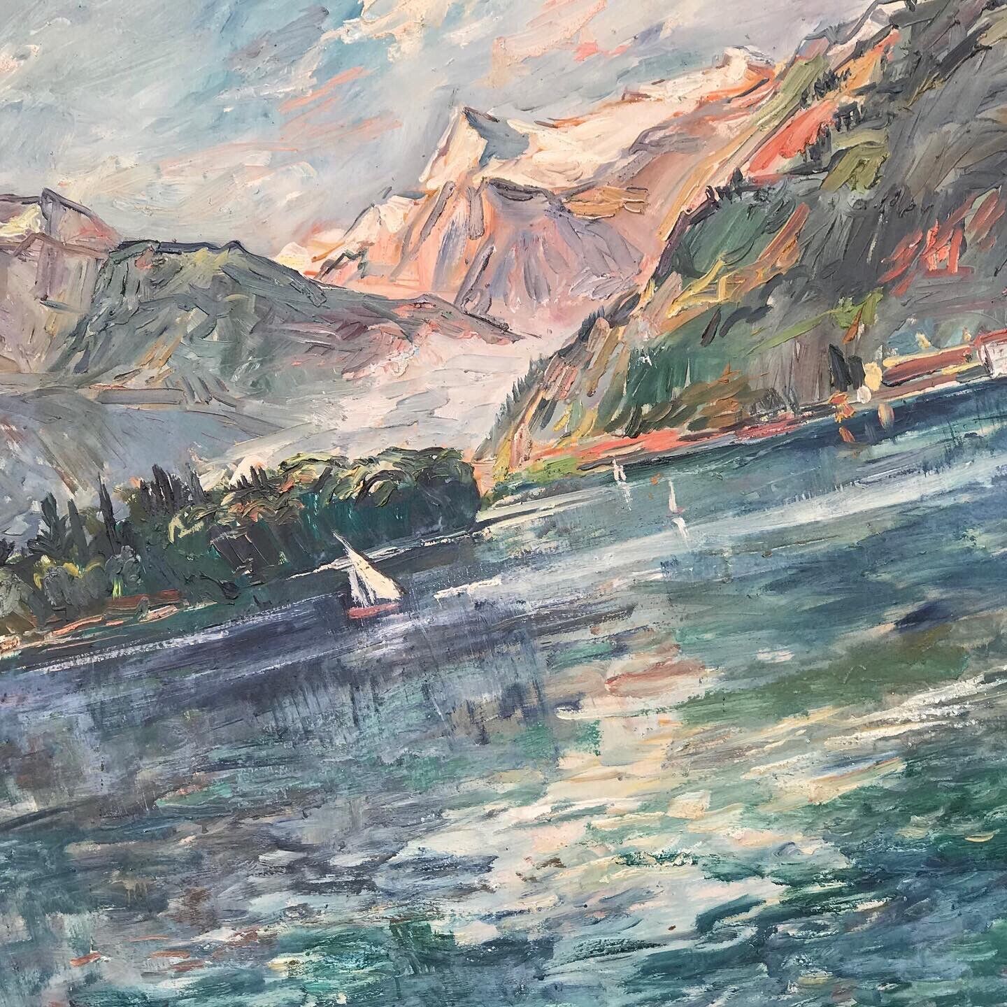 Large Signed And Framed Oil Of A Coastal Scene Circa 1950’s