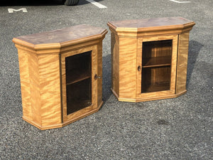 Superb Pair Of Satinwood Collectors Table / Wall Display Cabinets.