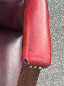 Red Leather Buttoned Back Gainsborough Armchair.