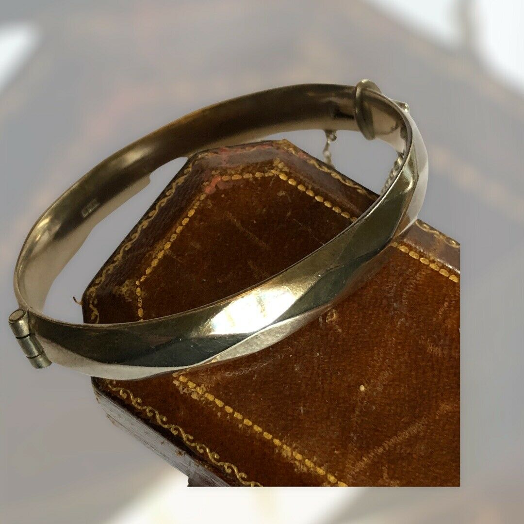Vintage Silver 925 Bangle Bracelet Safety Chain 43.79g