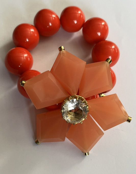 Vintage Butler And Wilson Orange Peach Statement Flower Bracelet