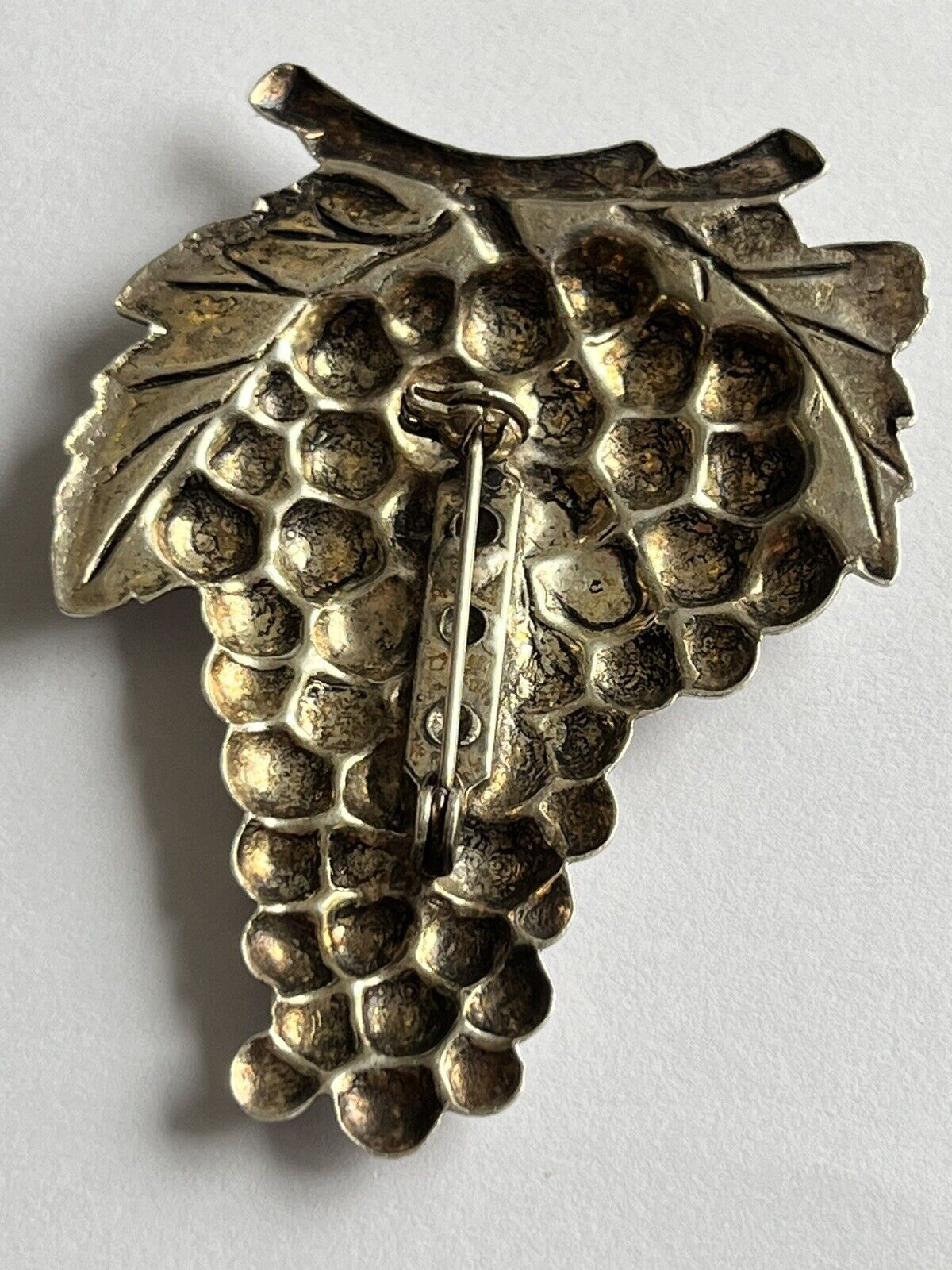 Vintage Silver Tone Grapes Brooch Statement Piece