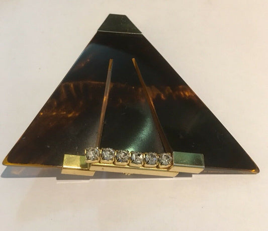 Vintage Brooch 1980s Statement Acrylic Diamanté Modernist