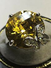 Vintage Rhodium Plated Butterfly Cubic Zirconia Statement Ring