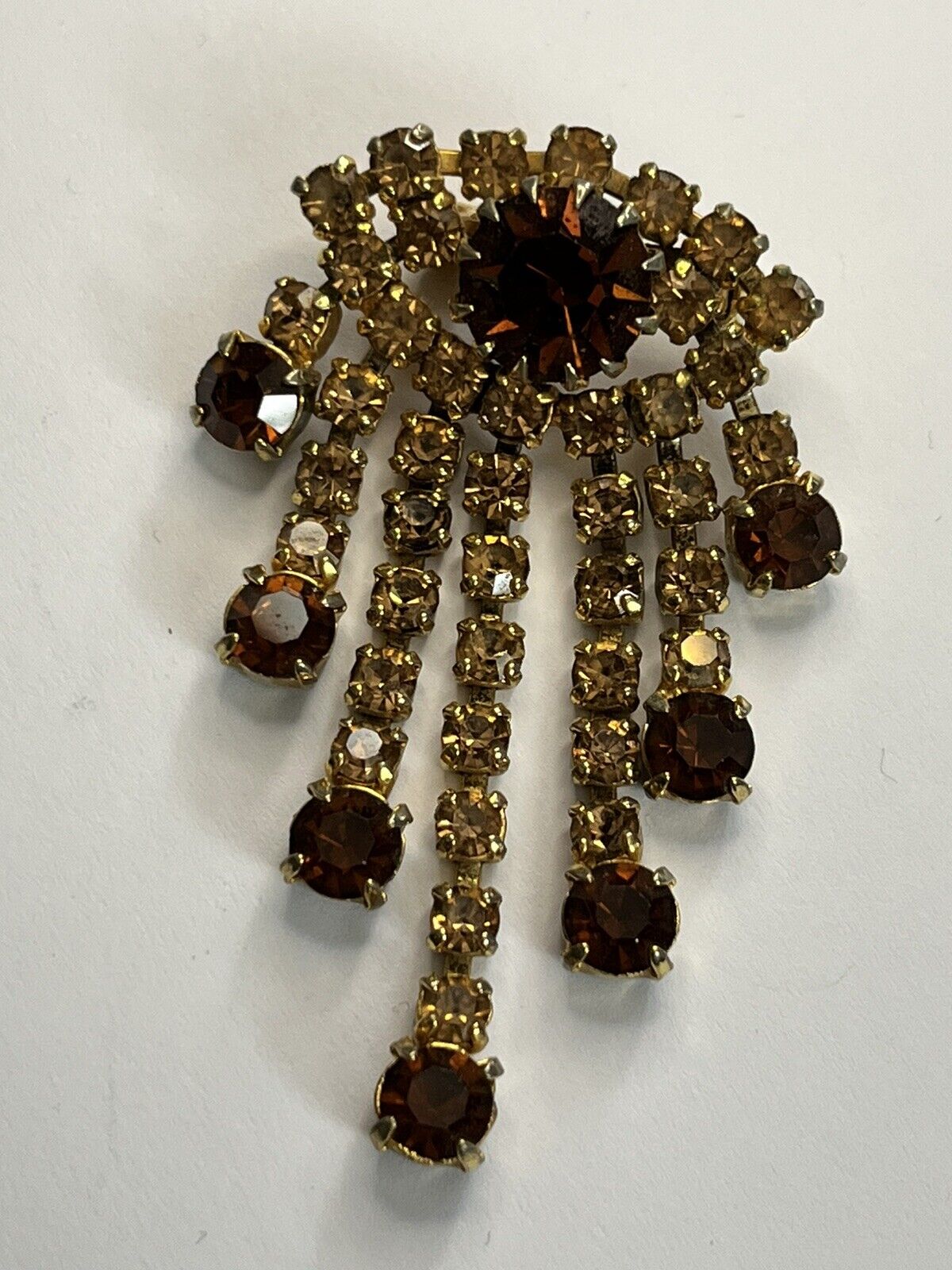 Vintage Champagne Paste Eye Waterfall Brooch