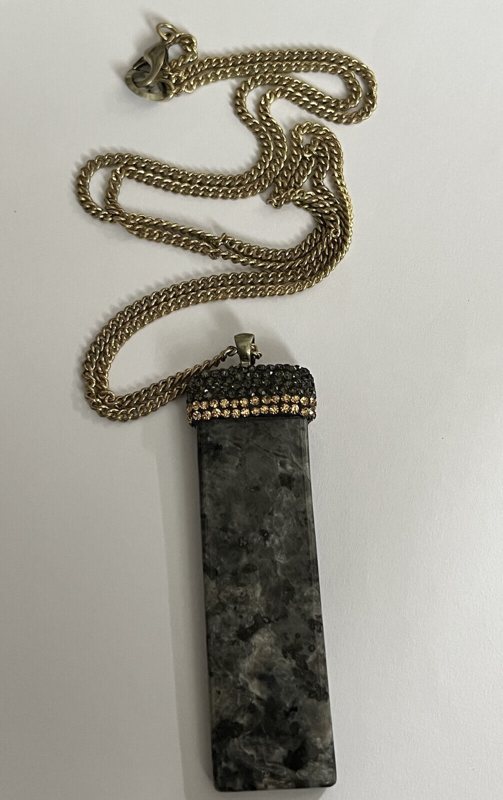 Vintage Natural Stone Diamanté Pendant Necklace