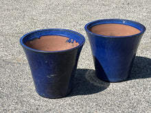 Ceramic Blue Pair Of Plant Pots. Very Good Quality.