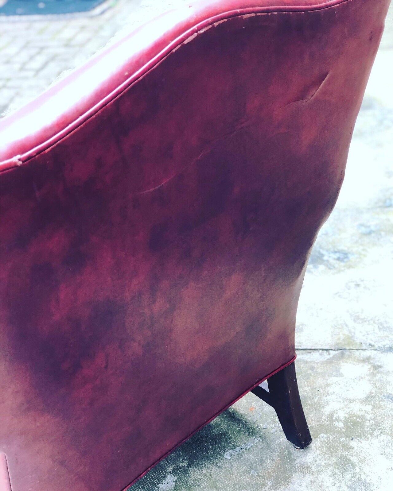 Armchair In Faux Red Leather