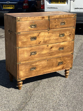 Pine Campaign Style Chest. Military Chest. With Brass Handles & Brass Bound.