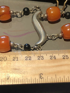 Vintage Silver Tone Beaded Metal Necklace