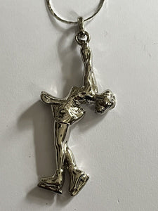 Vintage Silver Tone Iceskater Pendant Necklace