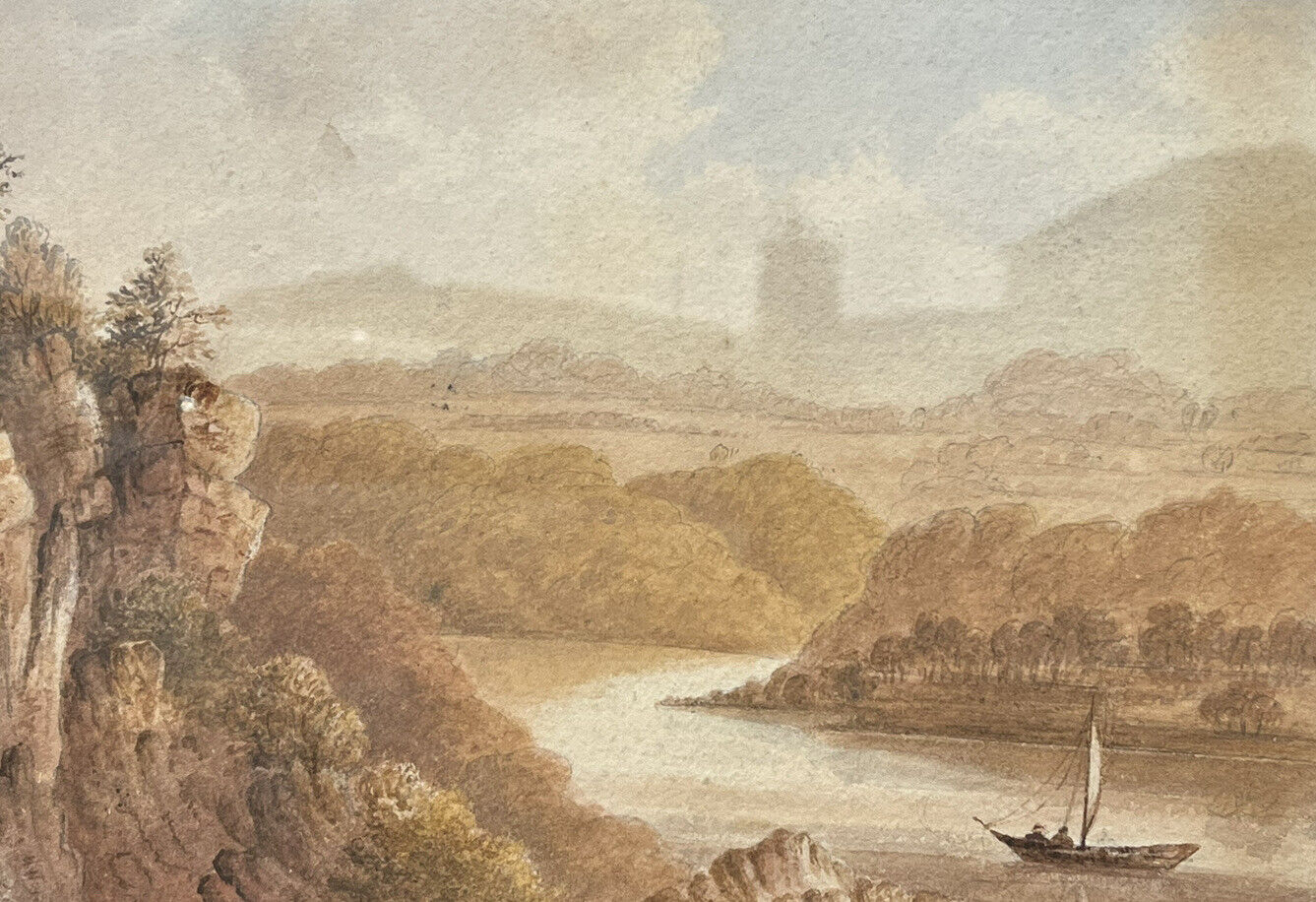 Framed Maritime Watercolour. Circa 1830 F.Rawlins. Somerset