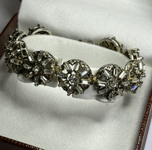 Vintage Baguette Diamanté Flower Link Bracelet