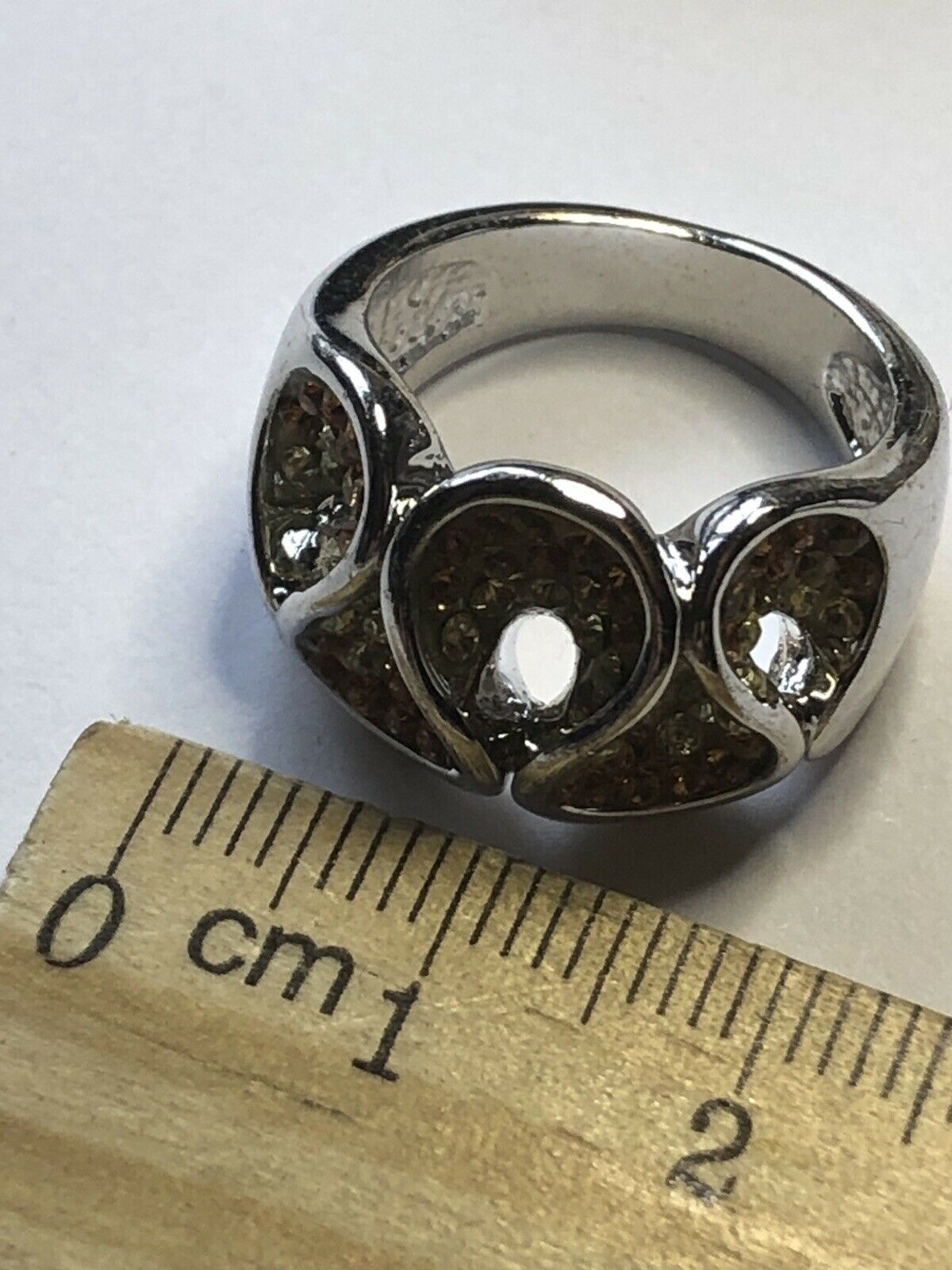 Vintage Rhodium Plated Cubic Zirconia Waves Ring