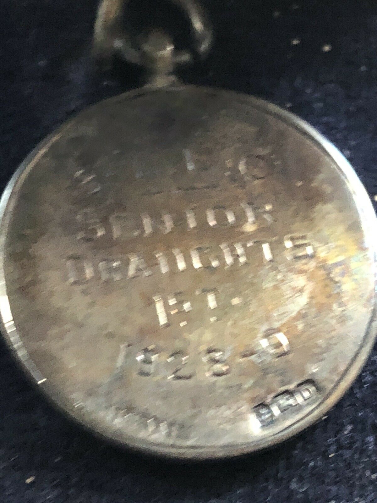 Silver cased fob medal for draughts.