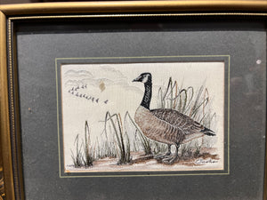 Pair Of Silk Pictures Of Birds. We Ship Worldwide.