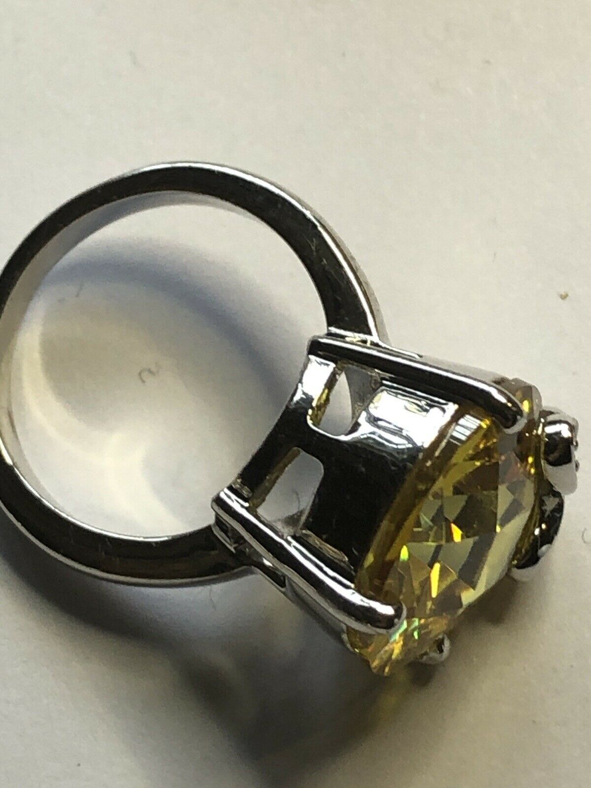 Vintage Rhodium Plated Butterfly Cubic Zirconia Statement Ring