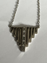 Vintage Silver Tone Diamanté Deco Style Necklace