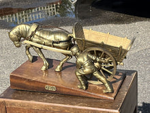 Huge Brass Centrepiece Of A Farmer With His Horse & Cart. "Toil"