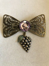 Vintage Large Bow Grapes Etruscan Brooch