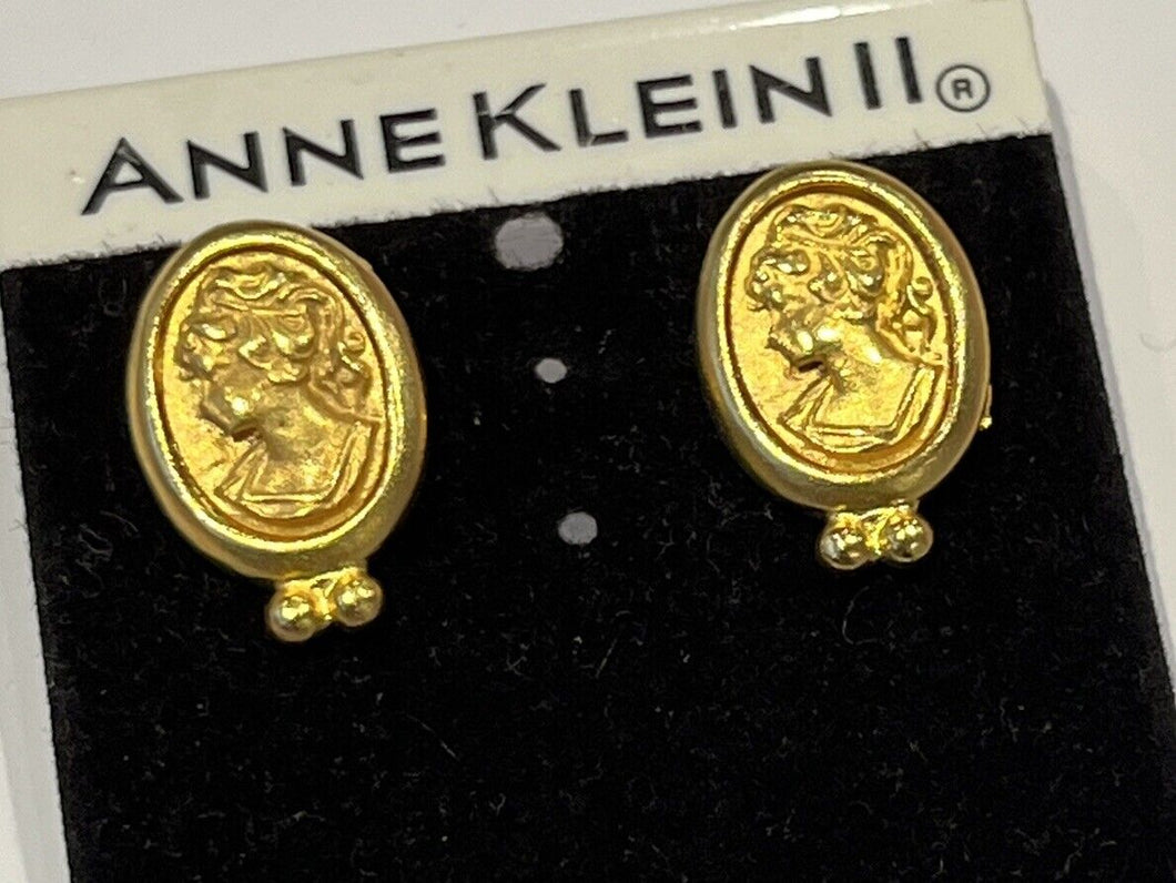 Vintage Gold Tone Cameo Anne Klein II Earrings