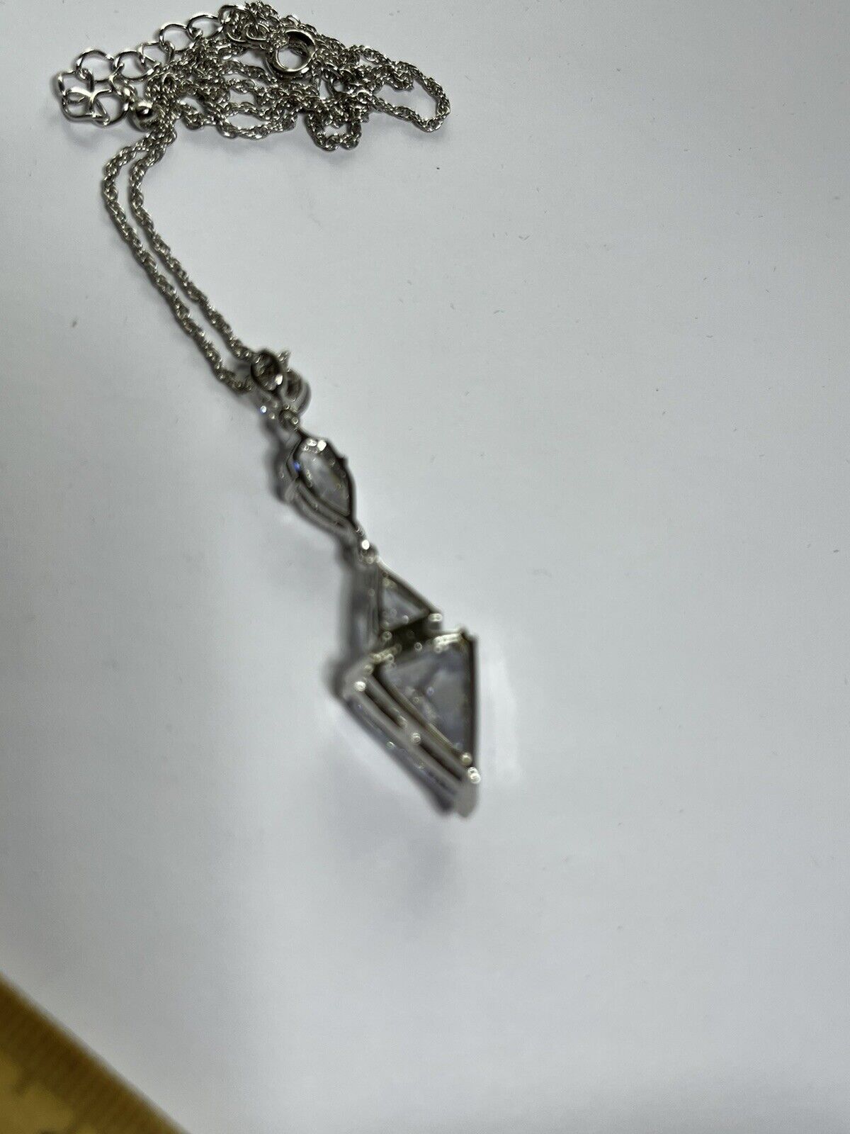 Vintage 1980s Rhodium Plated Clear Crystal Drop Necklace Boxed
