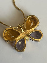 Vintage 1980s Gold Plated Crystal Butterfly Necklace New Old Stock