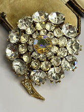 Vintage Signed Sphinx Statement Diamanté Flower Brooch