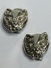 Vintage Silver Tone Cat Clip On Earrings