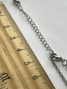 Vintage 1980s Rhodium Plated Purple Crystal Drop Necklace Boxed