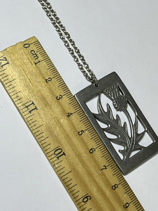 Vintage Silver Tone Thistle Pendant Necklace
