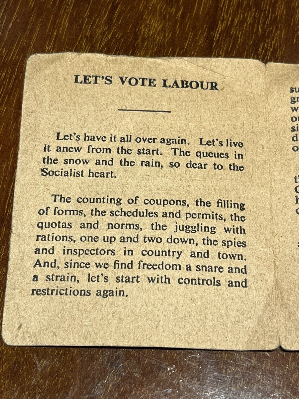 Labour Propaganda Ration Book, Circa 1955
