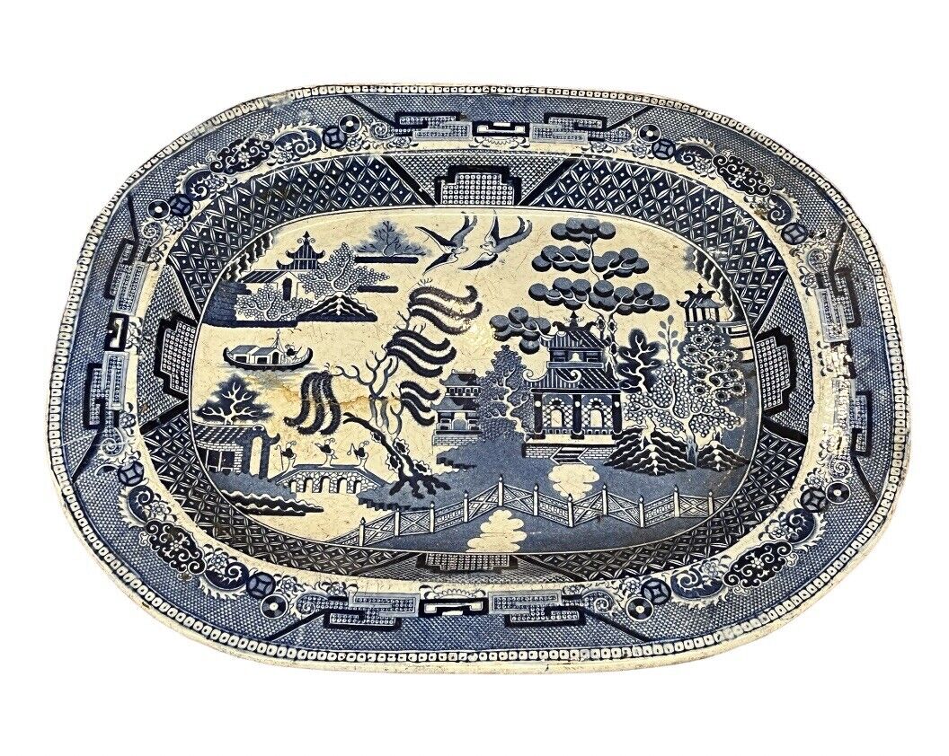 Antique Blue And White Platter
