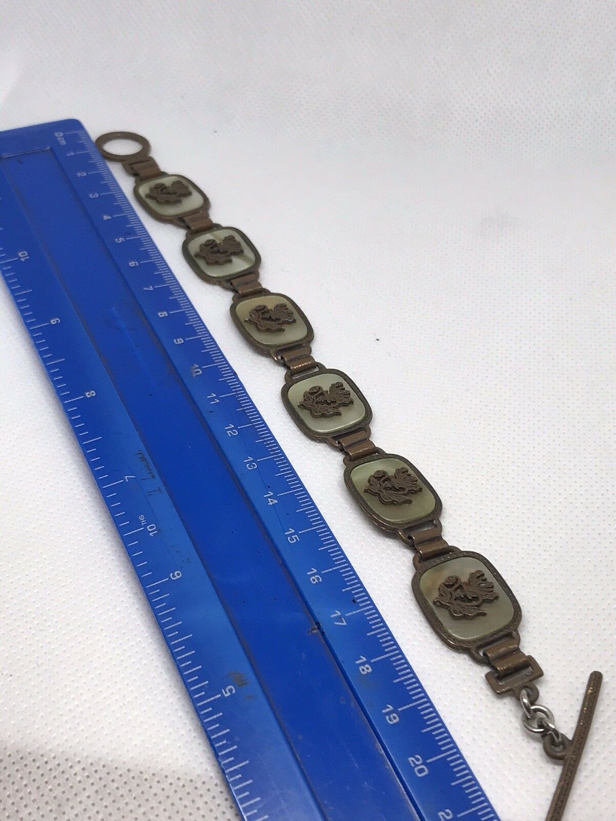 Vintage Metal And Mother Of Pearl Bracelet