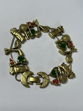 Vintage Gold Tone Golfing Enamel Bracelet