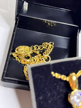 Vintage 1980s Yellow Gold Plated Clear Crystal Drop Necklace Boxed