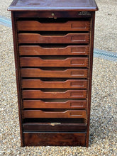 Filing Cabinet. Collectors Cabinet. With 9 Drawers And Tambour Roll Front.